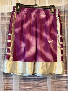 Nike Boys L Elite Dri-FIT Basketball Shorts Purple Loose Fit Tie Dye